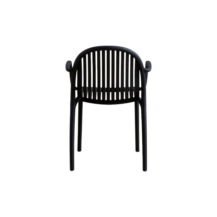 Silla Marruecos con Brazos, Negro, con Espaldar en Rayas y Diseño Minimalista