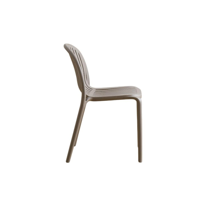 Silla Marruecos, Taupe, con Espaldar en Rayas y Diseño Minimalista