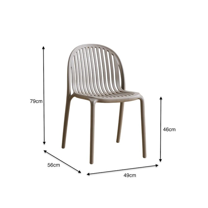 Silla Marruecos, Taupe, con Espaldar en Rayas y Diseño Minimalista