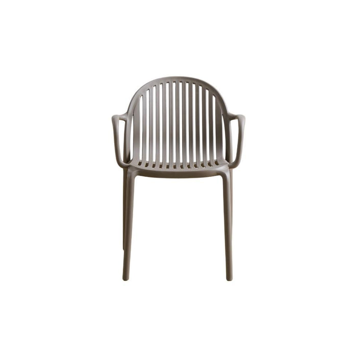 Silla Marruecos con Brazos, Taupe, con Espaldar en Rayas y Diseño Minimalista