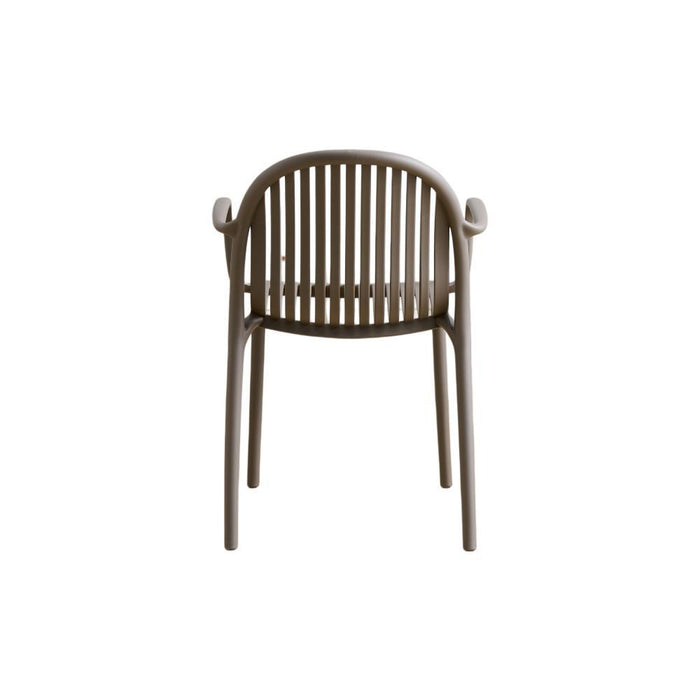 Silla Marruecos con Brazos, Taupe, con Espaldar en Rayas y Diseño Minimalista