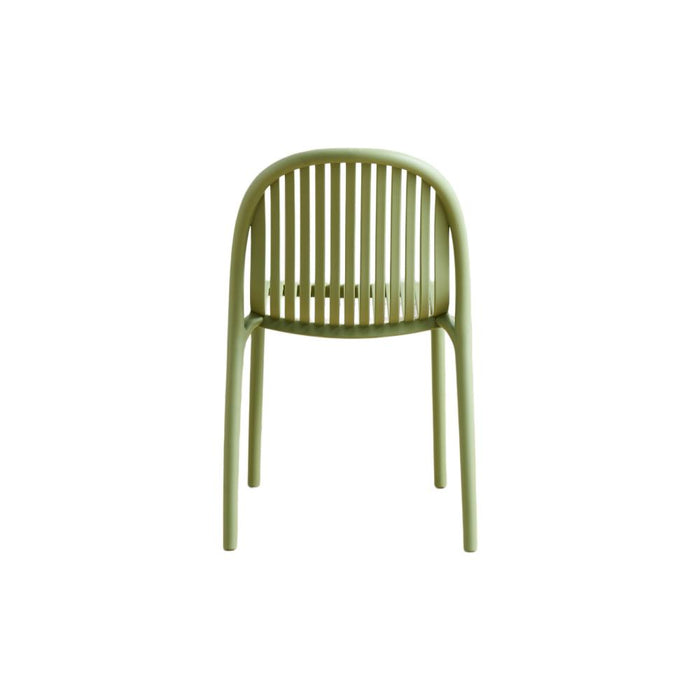 Silla Marruecos, Verde Olivo, con Espaldar en Rayas y Diseño Minimalista