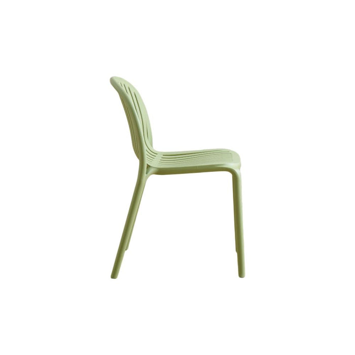 Silla Marruecos, Verde Olivo, con Espaldar en Rayas y Diseño Minimalista