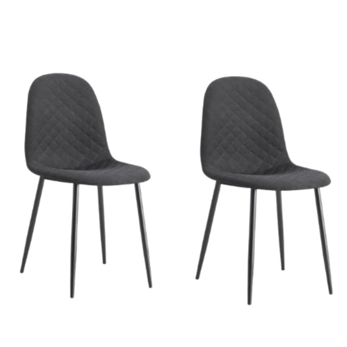 Sillas Comedor Jacob X2, Gris y Patas Negras, con respaldo y asiento con textura en forma de X