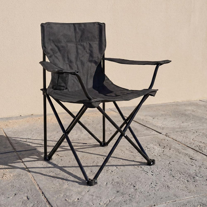 Silla Plegable Camping Tanzania, Negro, con Portavasos