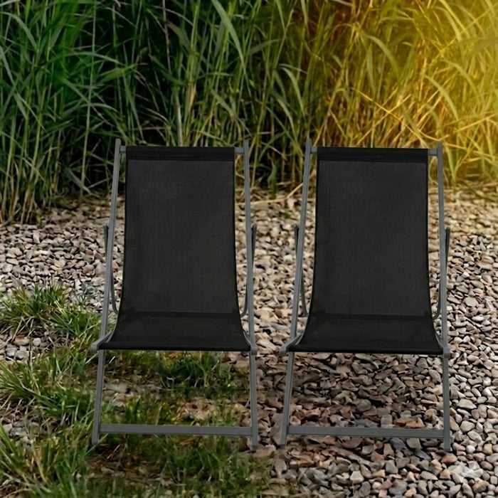 Silla Plegable Reclinable Kenya, Negro, con Tres Posiciones
