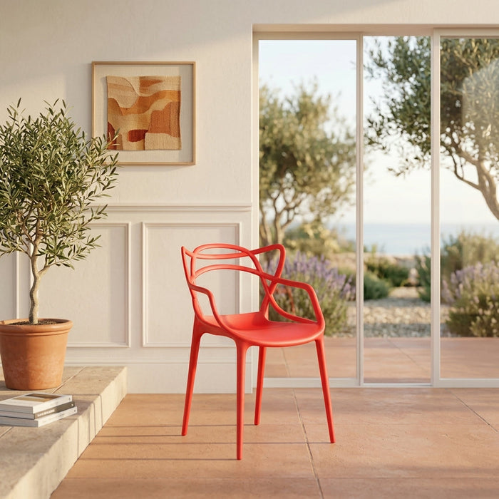 Silla Palermo, Color Rojo, Con espaldar y diseño Moderno