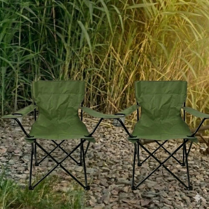Silla Plegable Camping Tanzania, Verde, con Portavasos