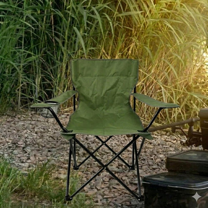 Silla Plegable Camping Tanzania, Verde, con Portavasos