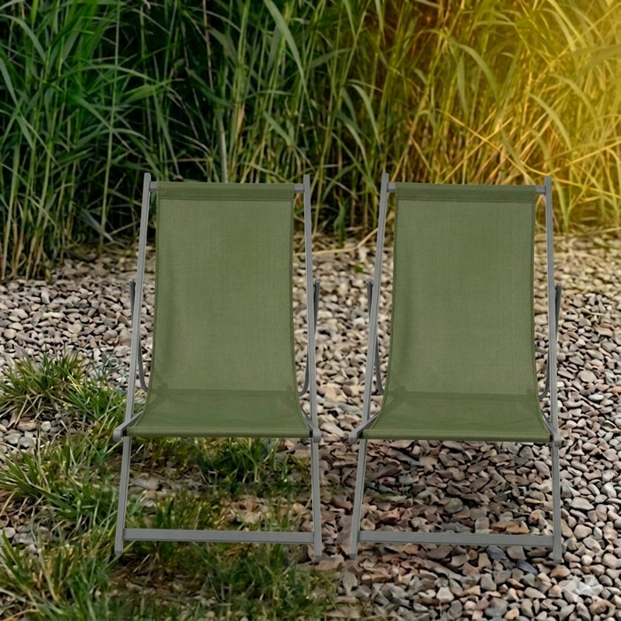 Silla Plegable Reclinable Kenya, Verde, con Tres Posiciones