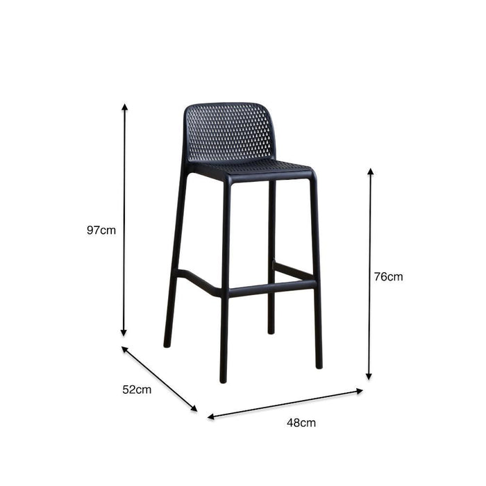 Silla para Bar Túnez, Color Negro, con Espaldar Redondeado y Transpirable