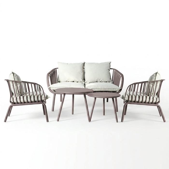 Sala de Exterior Sorrento, Color Taupe, con Cojines Beige, 4 Piezas