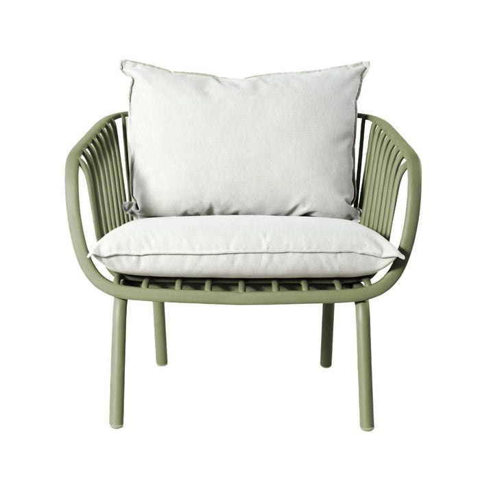 Sala de Exterior Sorrento, Verde Olivo, con Cojines Beige, 4 Piezas