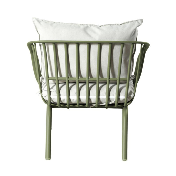 Sala de Exterior Sorrento, Verde Olivo, con Cojines Beige, 4 Piezas