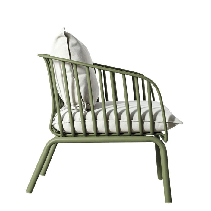 Sala de Exterior Sorrento, Verde Olivo, con Cojines Beige, 4 Piezas