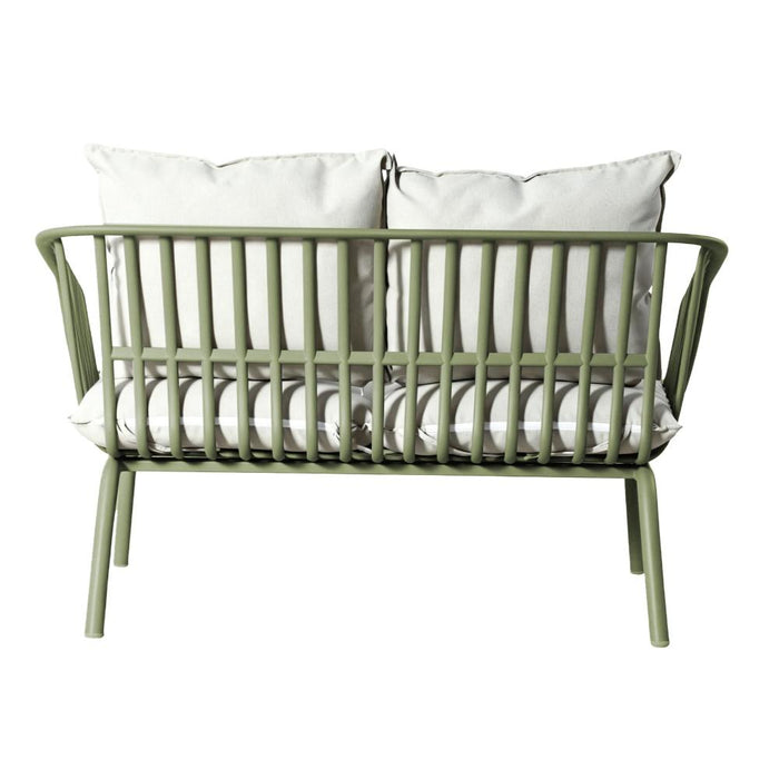 Sala de Exterior Sorrento, Verde Olivo, con Cojines Beige, 4 Piezas