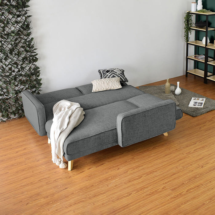 Sala En L Reclinable Chelsea Tela 265x160x76 Gris