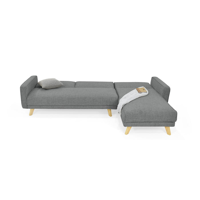 Sala En L Reclinable Chelsea Tela 265x160x76 Gris