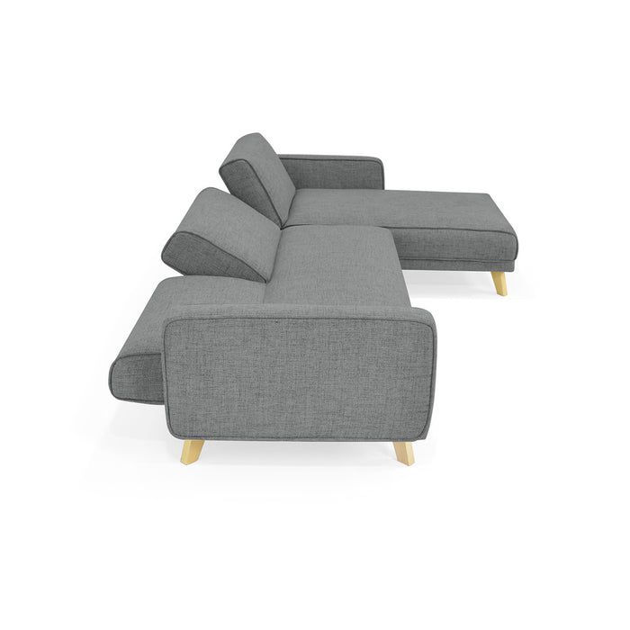 Sala En L Reclinable Chelsea Tela 265x160x76 Gris