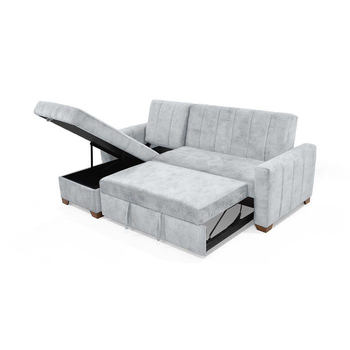 Sala en L Apolo Derecho 220x160x92 con Baul Plata