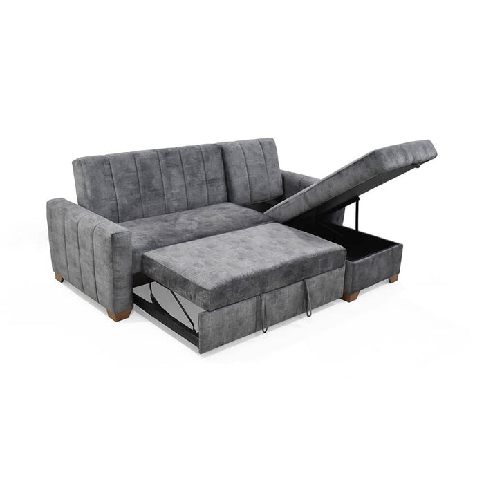 Sala en L Apolo Izquierdo 220x160x92 con Baul gris