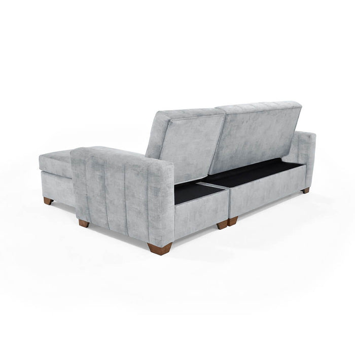 Sala en L Apolo Izquierdo 220x160x92 con Baul Plata