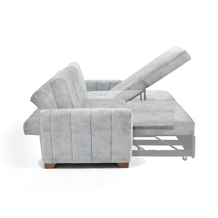 Sala en L Apolo Izquierdo 220x160x92 con Baul Plata