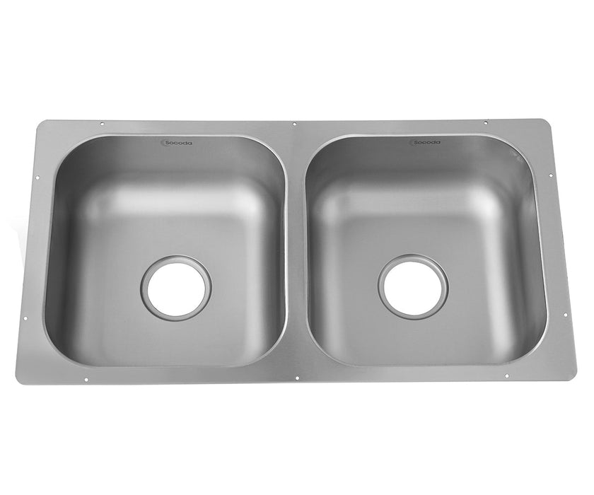 Lavaplatos doble submontar en acero inoxidable 80×43 cm marca Socoda