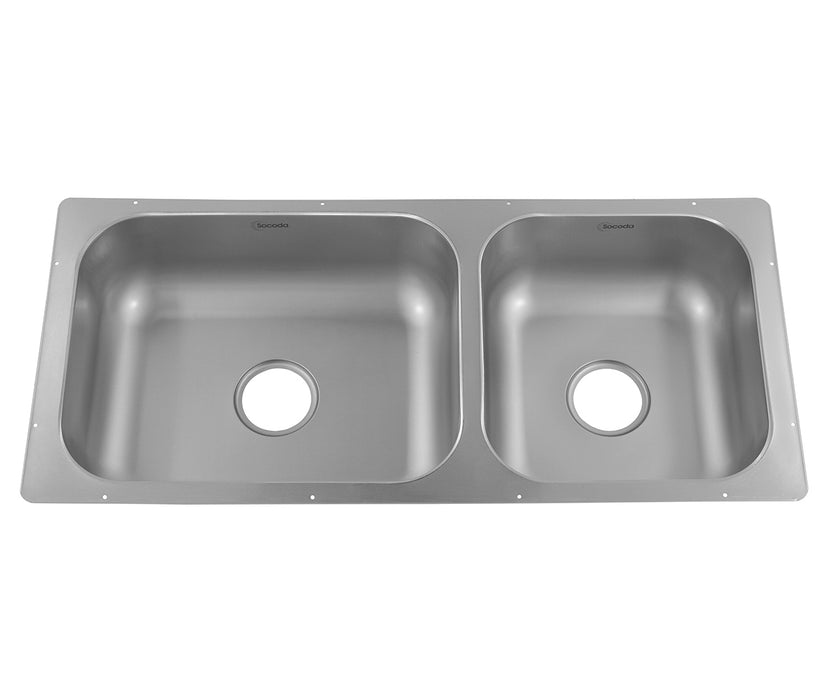 Lavaplatos doble submontar en acero inoxidable 94×43 cm marca Socoda