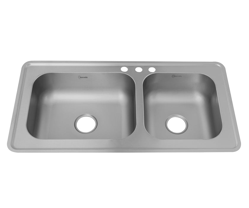 Lavaplatos doble de empotrar en acero inoxidable 100×51 cm marca Socoda