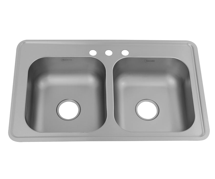 Lavaplatos doble de empotrar en acero inoxidable 84×51 cm marca Socoda