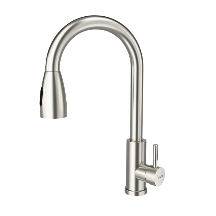 Grifería prime monocontrol para agua caliente en acero inoxidable satinado marca Socoda