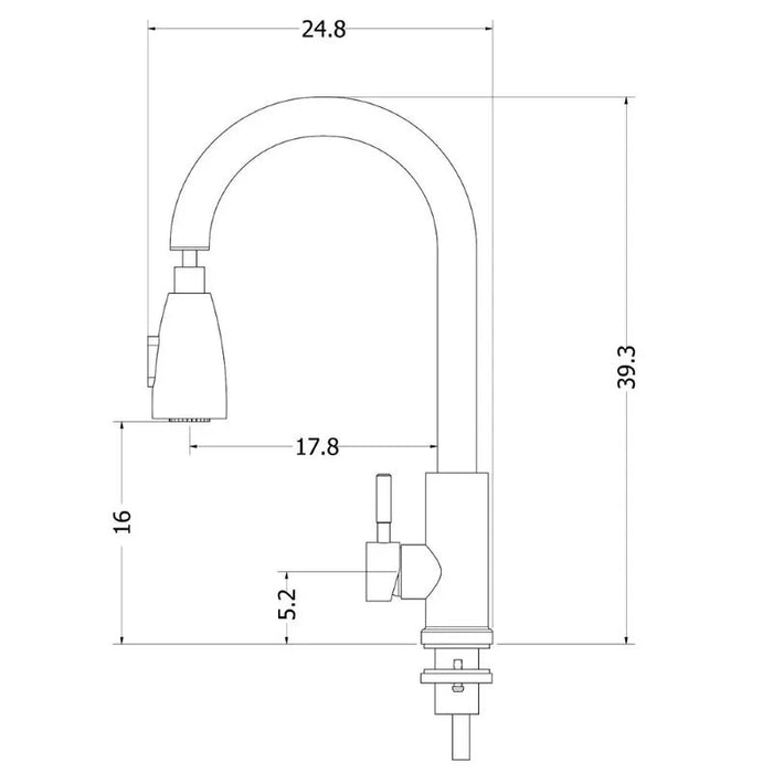 Grifería prime monocontrol para agua caliente en acero inoxidable satinado marca Socoda
