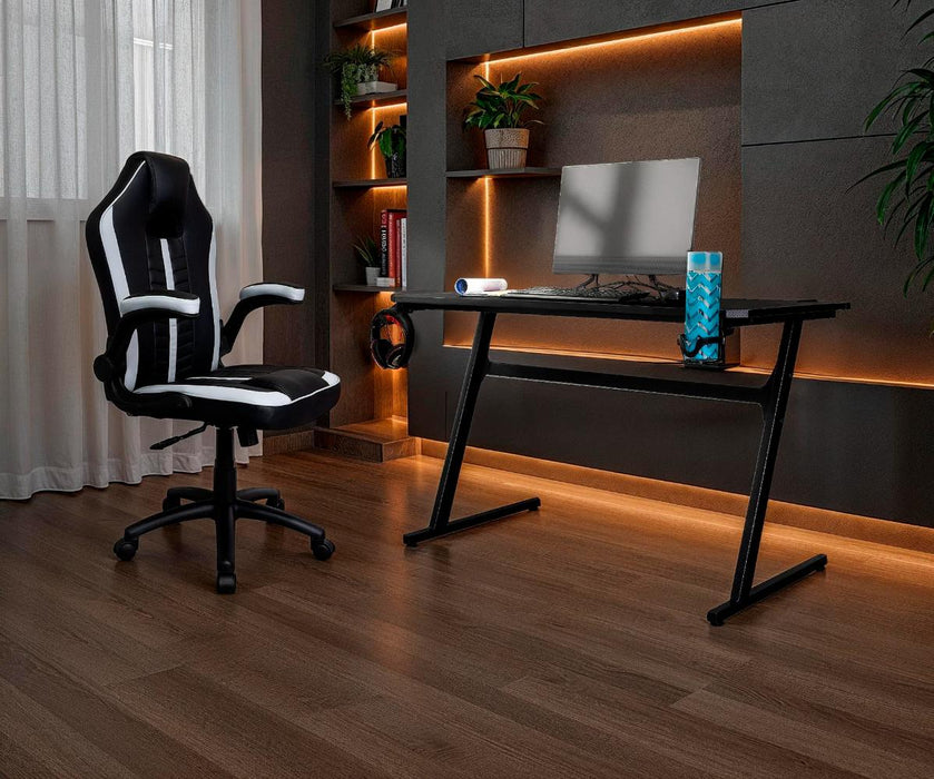 Silla Gamer Rismel, Negro y Gris, con altura ajustable