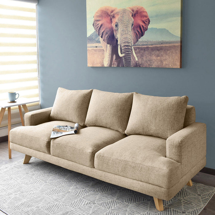 Sofa 3 Puestos Lisboa Tela 192x81x85 Beige
