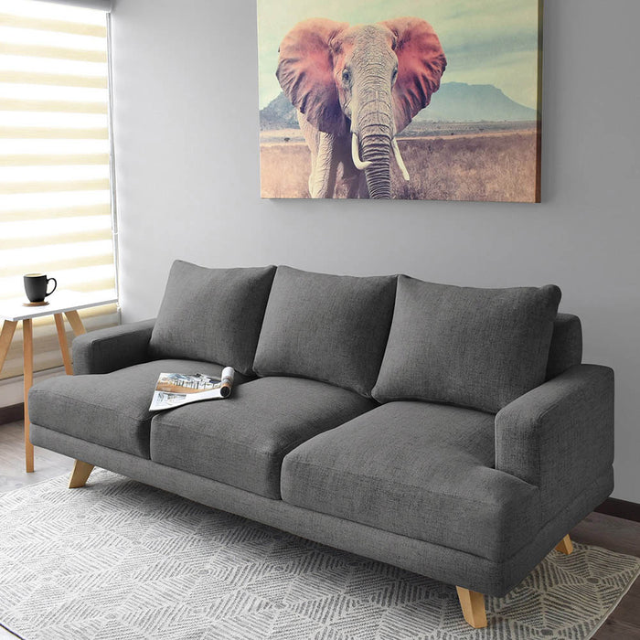 Sofá 3 Puestos Lisboa Tela 192x81x85 Cm gris