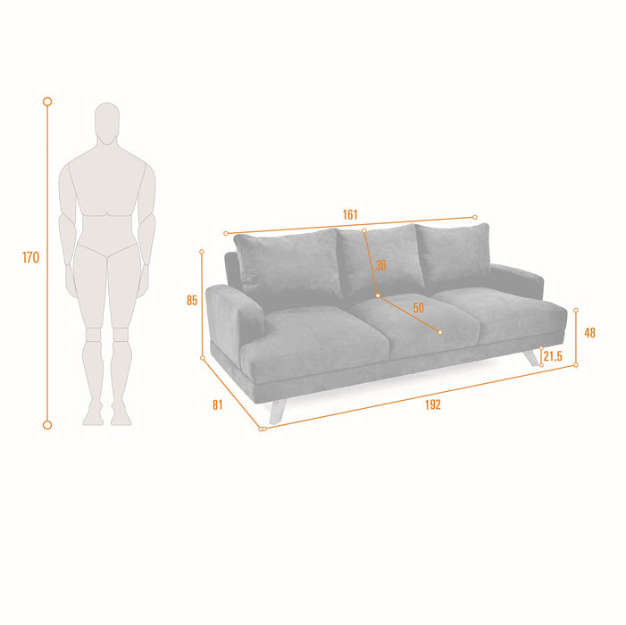 Sofa 3 Puestos Lisboa Tela 192x81x85 Taupe