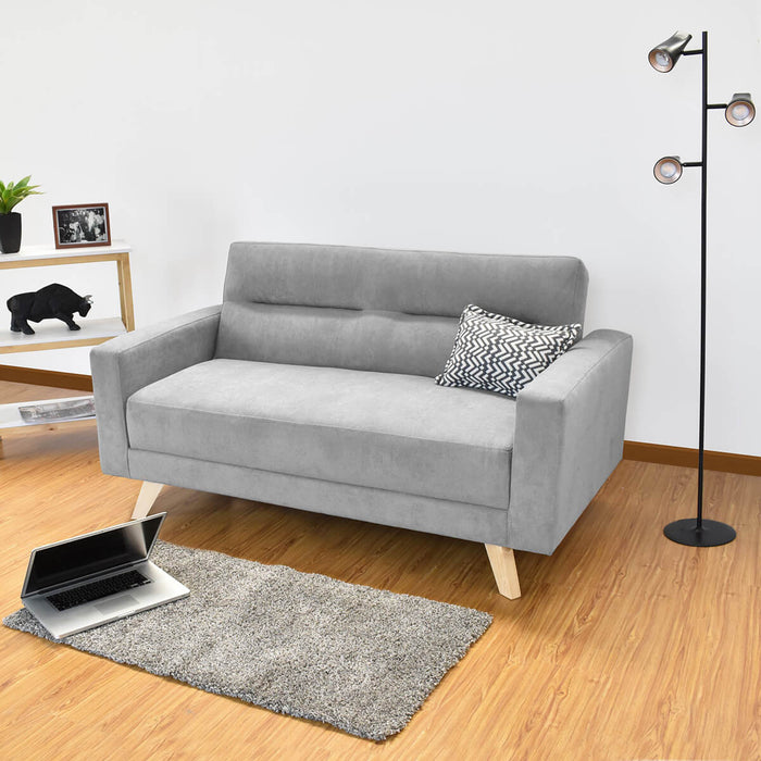 Sofa Barza 2 Puestos Tela 150x82x83 Gris