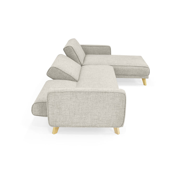 Sala En L Reclinable Chelsea Tela 265x160x76 Cm Taupé