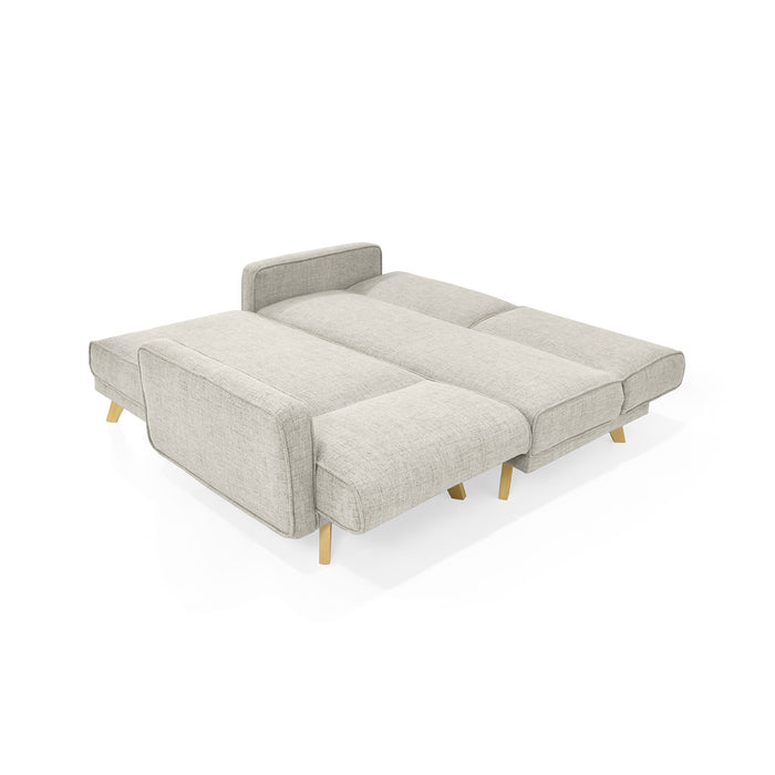 Sala En L Reclinable Chelsea Tela 265x160x76 Cm Taupé