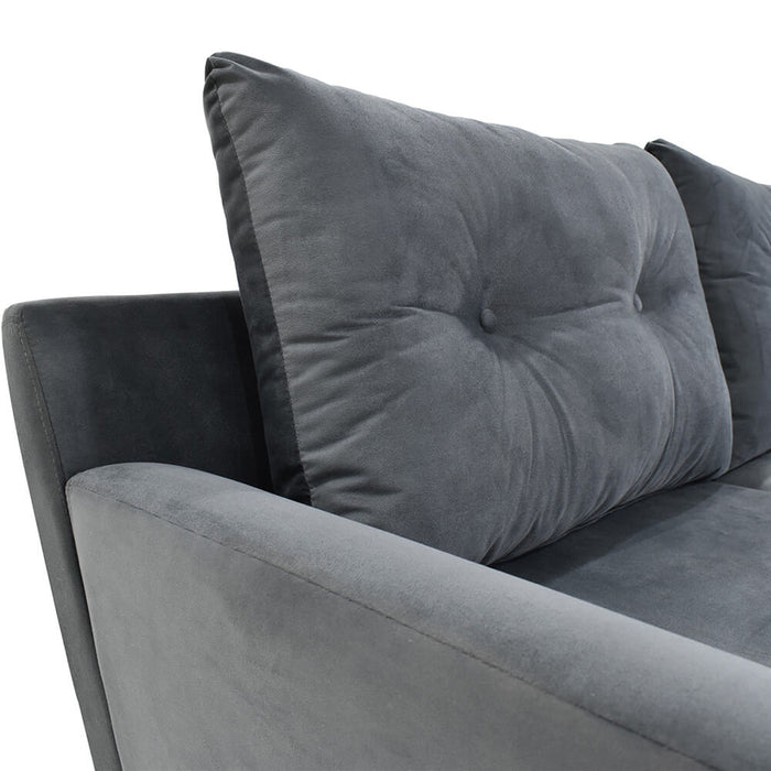 Sofá Verge 3 Puestos Tela 190x85x90 Cm Gris