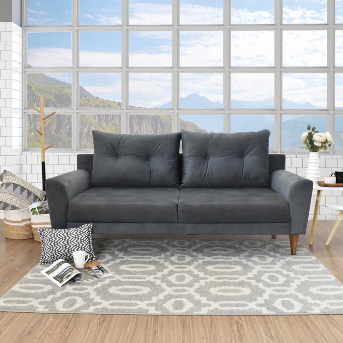 Sofá Verge 3 Puestos Tela 190x85x90 Cm Gris