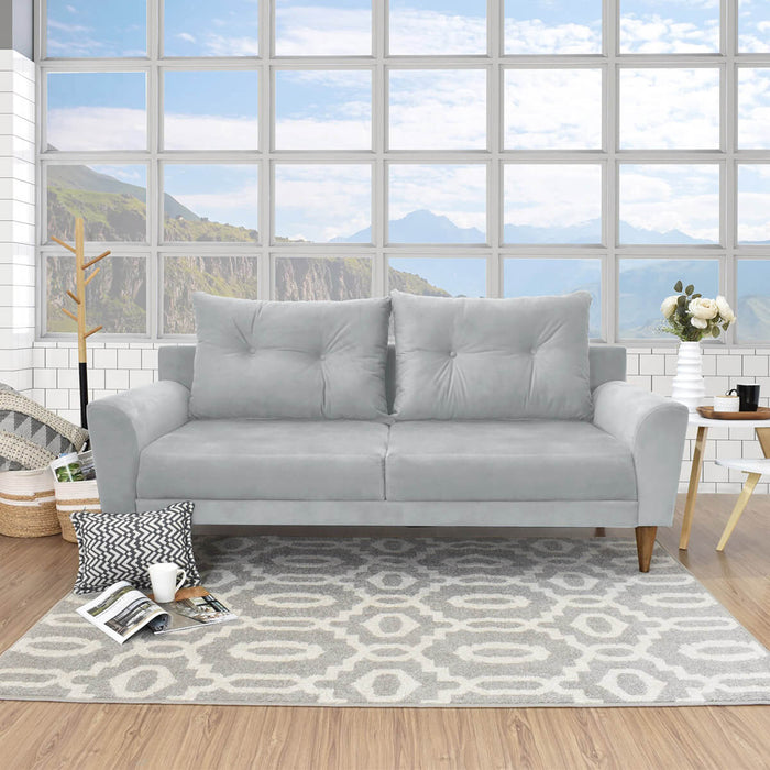 Sofa Verge 3 Puestos Tela 190x85x90 Plata