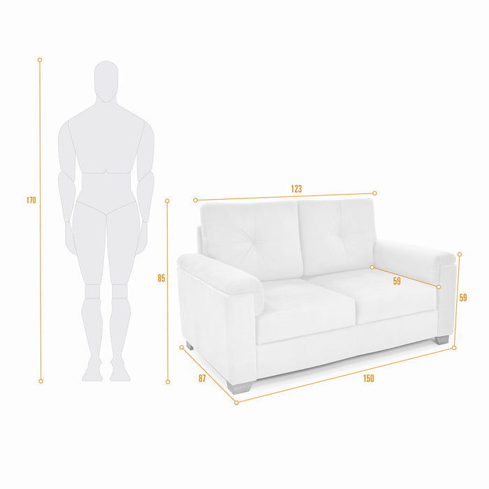 Sofa Zamora 2 Puestos Tela 150x87x85 Taupe