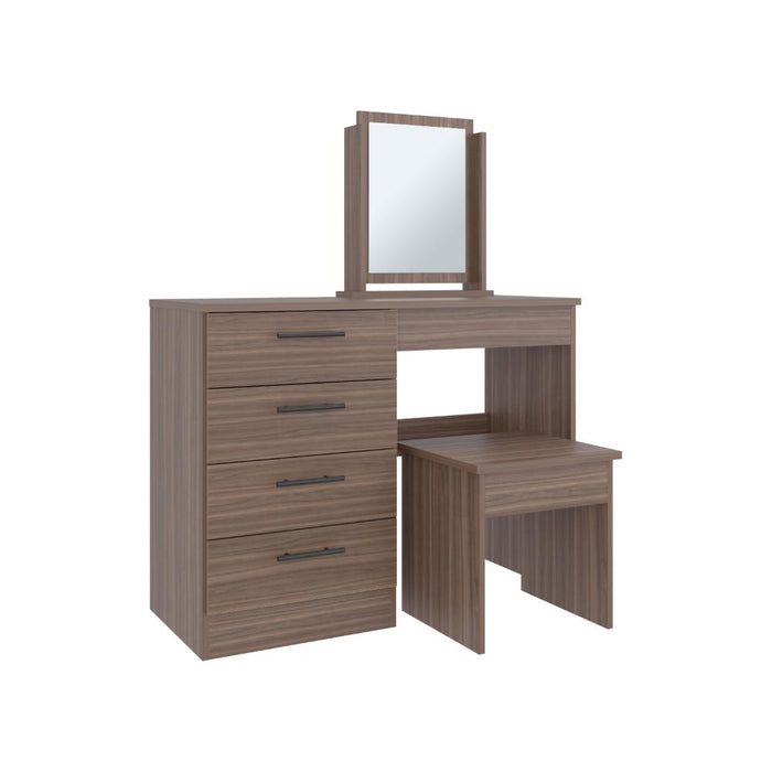 Mueble Tocador Wesley, Avellana y Wengue, con Cuatro Cajones Para Ubicar Maquillaje