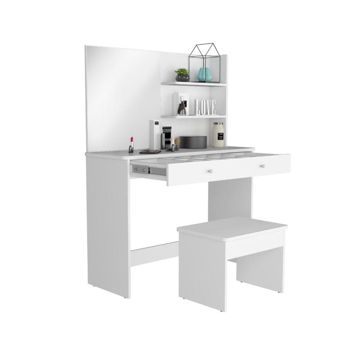 Mueble Tocador Rouse, Blanco Duqueza, Espacio para Ubicar Maquillaje