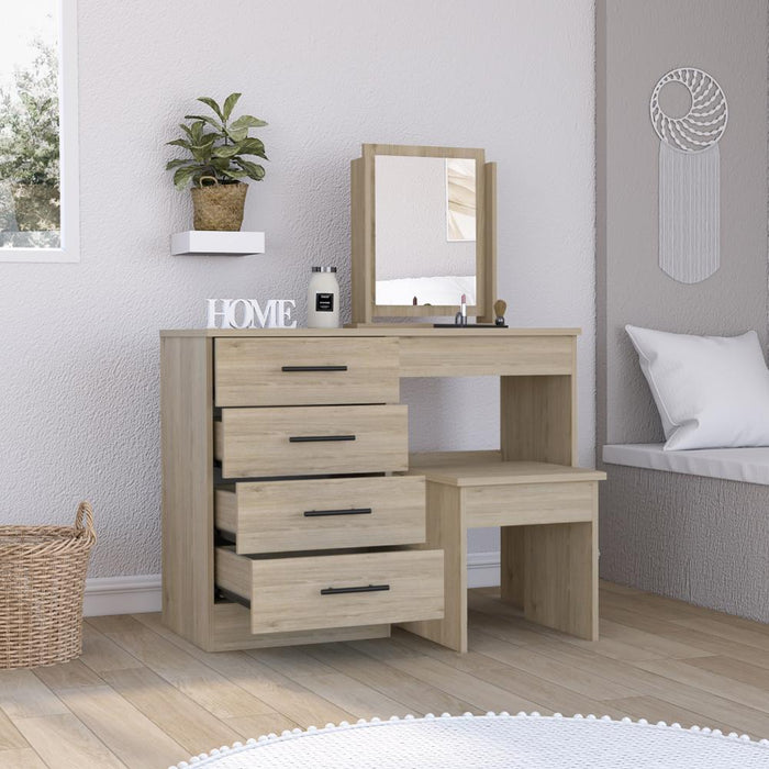 Mueble Tocador Wesley, Cartagena y Blanco, Espacio Para Ubicar Maquillaje