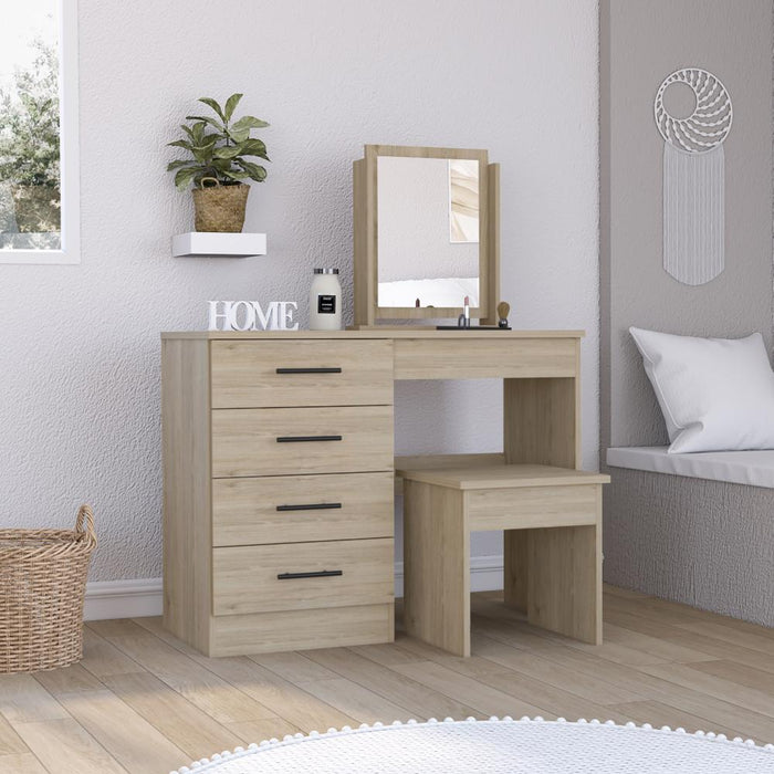 Mueble Tocador Wesley, Cartagena y Blanco, Espacio Para Ubicar Maquillaje
