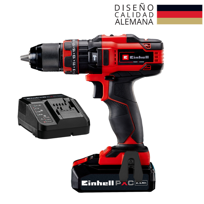 Taladro Inalámbrico percutor  ½“ + cargador y bateria de 2.5 Ah marca Einhell