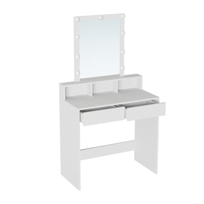 Tocador con Luces Led Elena, Blanco Mate, con dos cajones